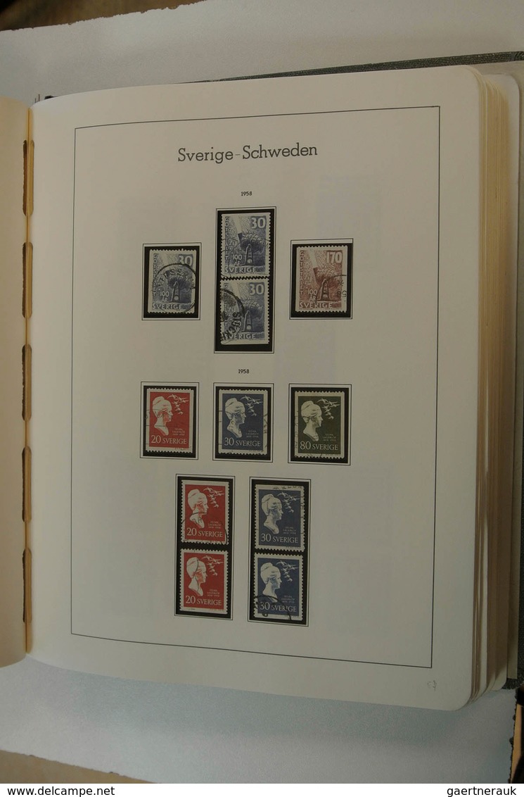 27968 Schweden: 1855/1980: Well filled, used collection Sweden 1855-1980 in 2 Leuchtturm albums. Collectio