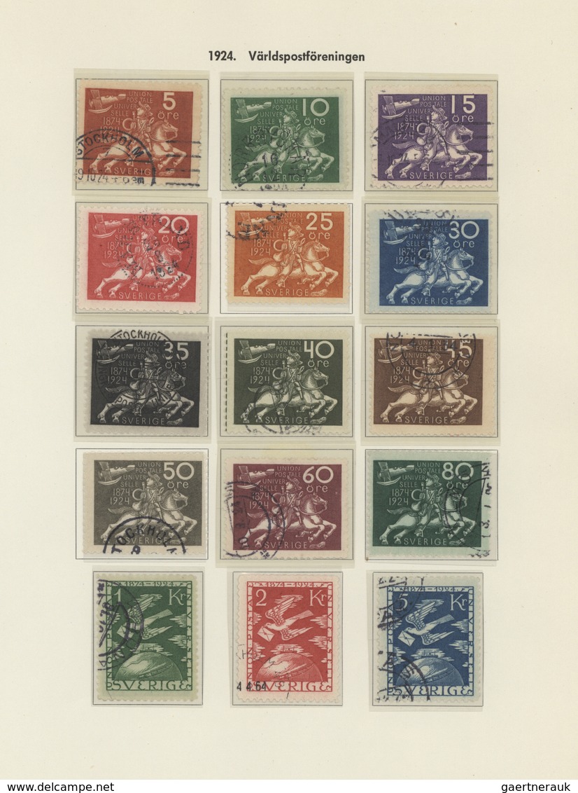 27970 Schweden: 1855/1967, Used Collection In Two Ancient Facit Albums, From A Good Part Early Issues, Inc - Neufs