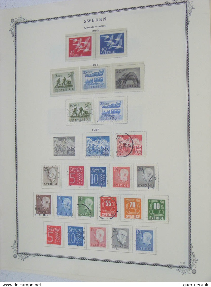 27971 Schweden: 1855-1959. Mint hinged and used collection Sweden 1855-1959 on Scott albumpages in folder.