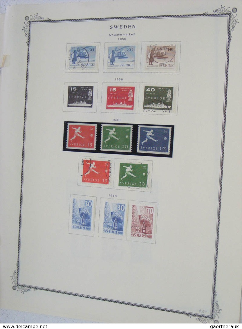 27971 Schweden: 1855-1959. Mint hinged and used collection Sweden 1855-1959 on Scott albumpages in folder.