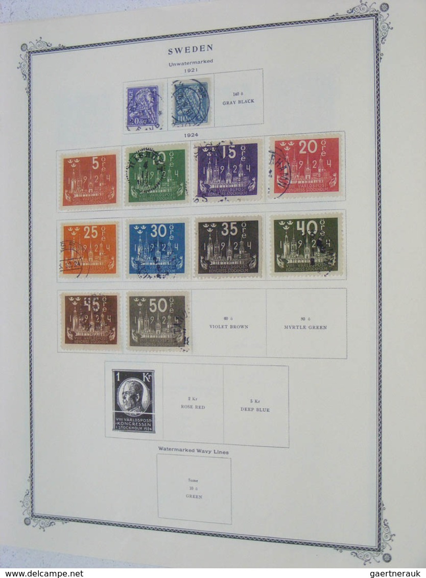 27971 Schweden: 1855-1959. Mint hinged and used collection Sweden 1855-1959 on Scott albumpages in folder.