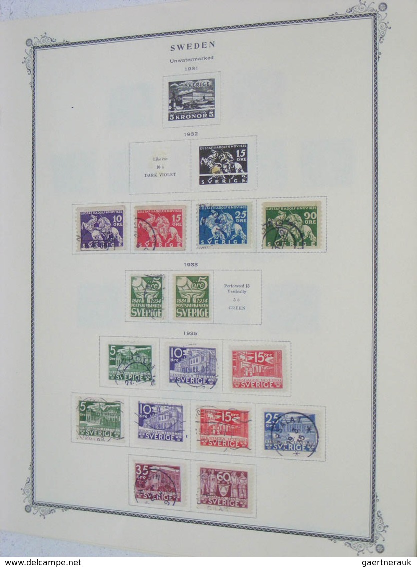 27971 Schweden: 1855-1959. Mint hinged and used collection Sweden 1855-1959 on Scott albumpages in folder.