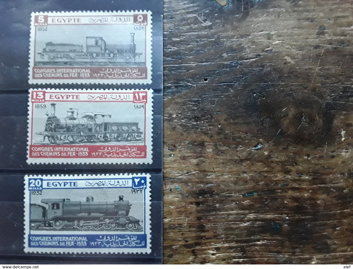 EGYPT EGYPTE, 1933, 12 E Congrès Des Chemins De Fer,  Train,    Yvert No 146, 147, & 149 Neufs * MH, Tb Cote 75 E - Unused Stamps