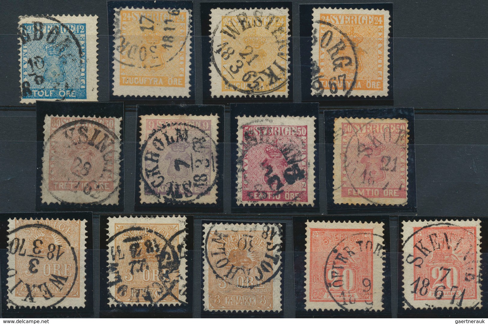 27974 Schweden: 1855/1870 (ca.), Used Assortment Of 38 Stamps And One Cover, Varied Condition, Incl. Two C - Neufs