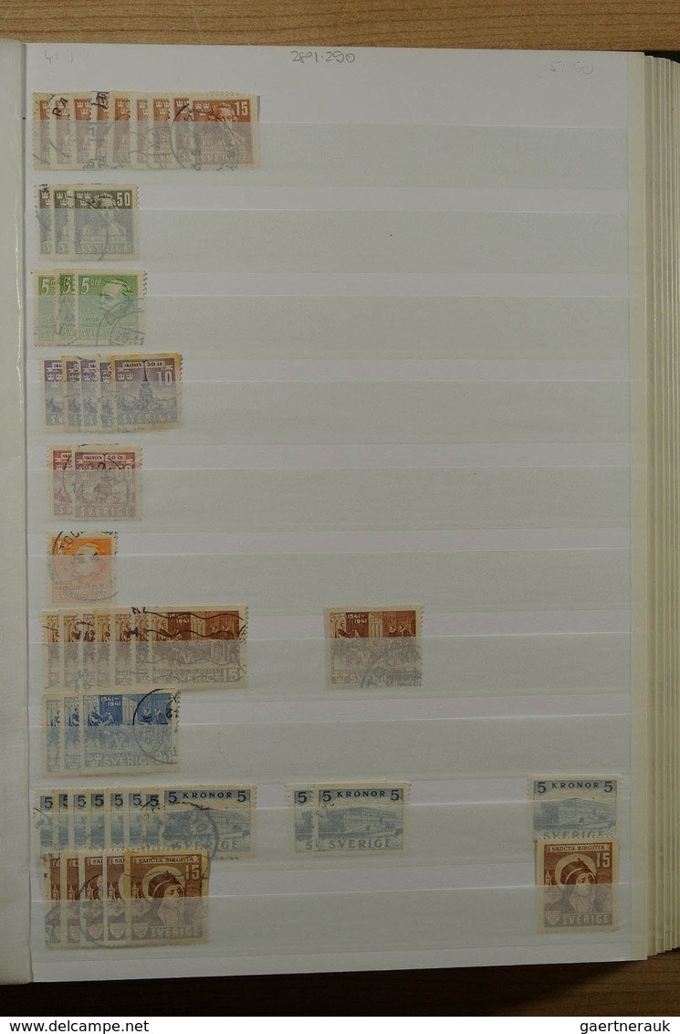 27975 Schweden: 1855-2001. Very extensive, MNH, mint hinged and used stock Sweden 1855-2001 in 4 stockbook