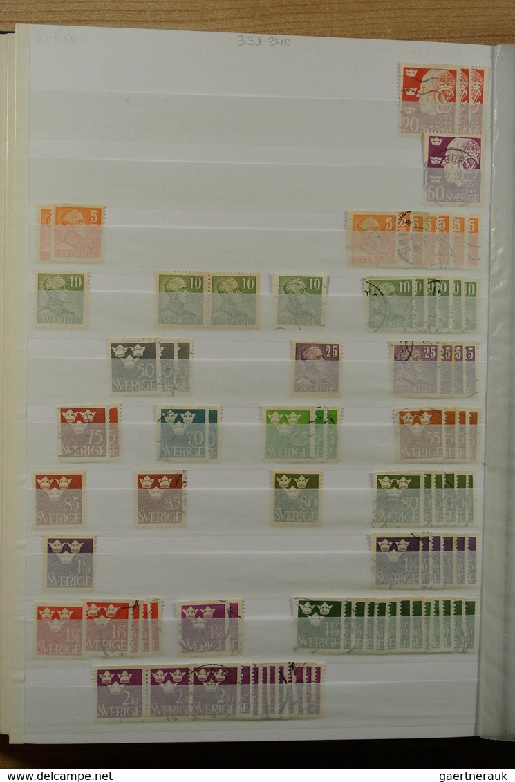 27975 Schweden: 1855-2001. Very extensive, MNH, mint hinged and used stock Sweden 1855-2001 in 4 stockbook