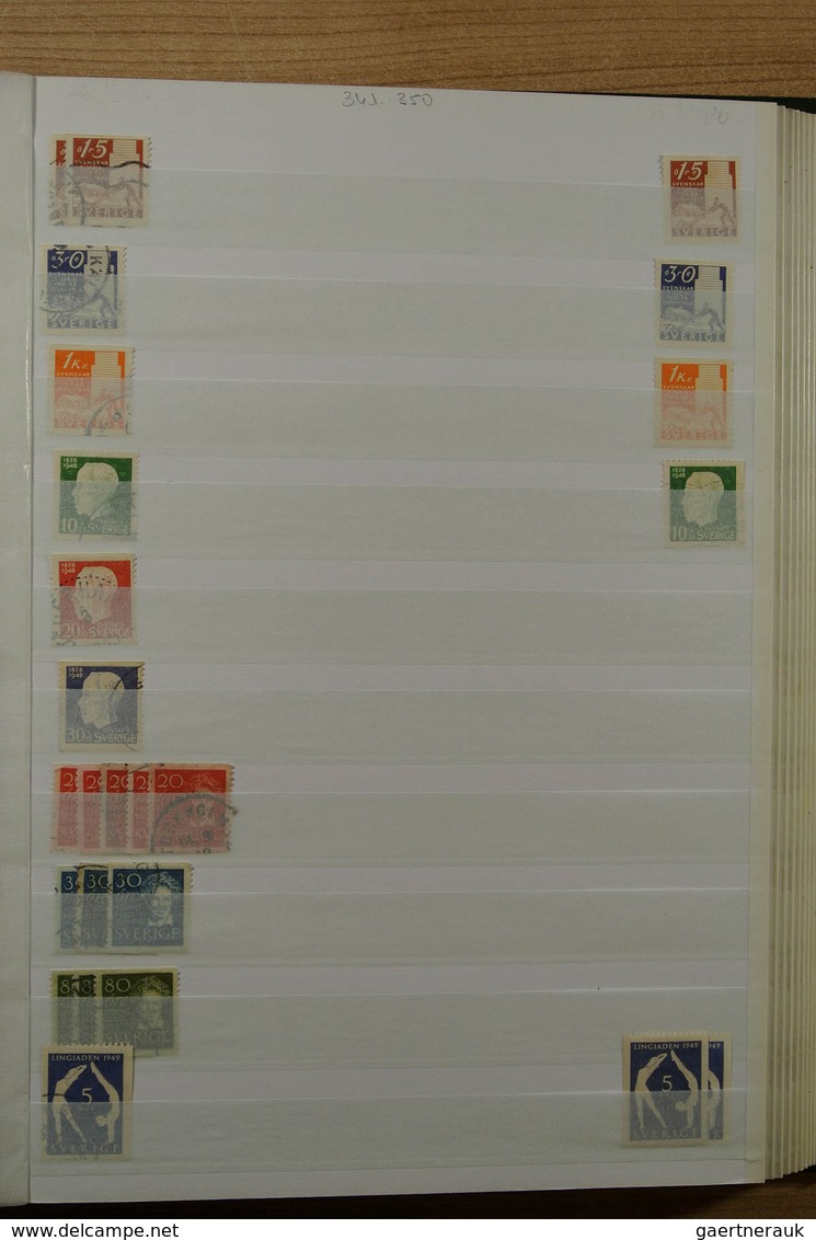 27975 Schweden: 1855-2001. Very extensive, MNH, mint hinged and used stock Sweden 1855-2001 in 4 stockbook