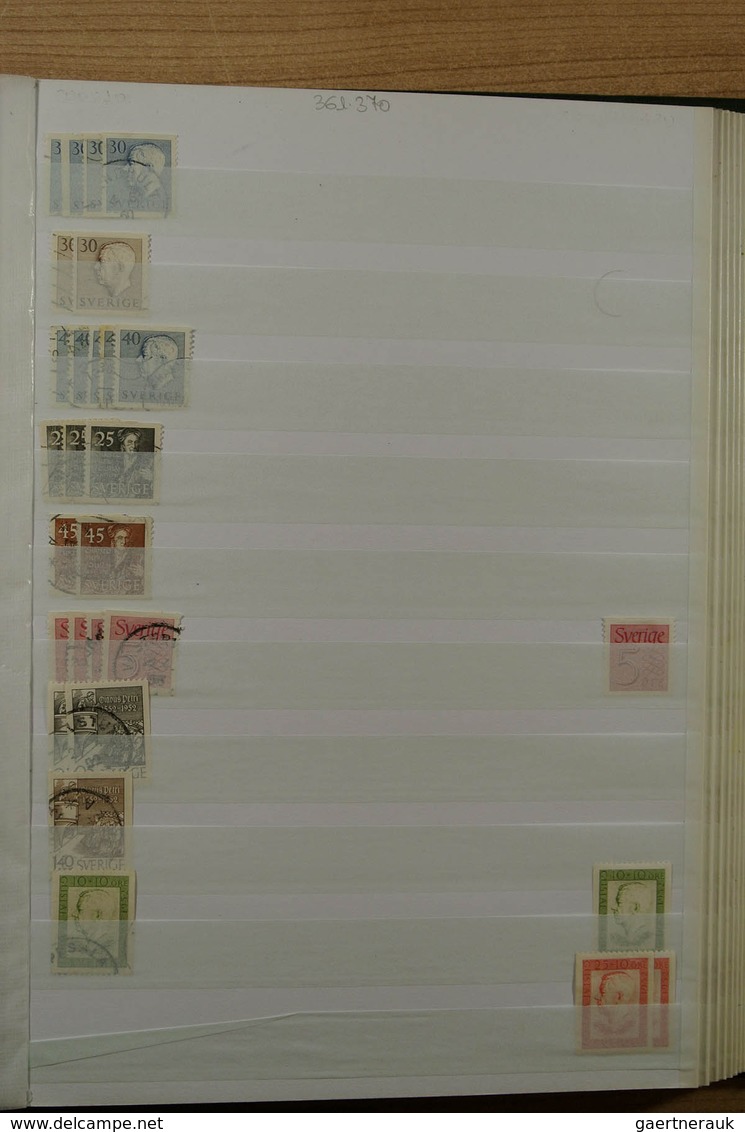 27975 Schweden: 1855-2001. Very extensive, MNH, mint hinged and used stock Sweden 1855-2001 in 4 stockbook