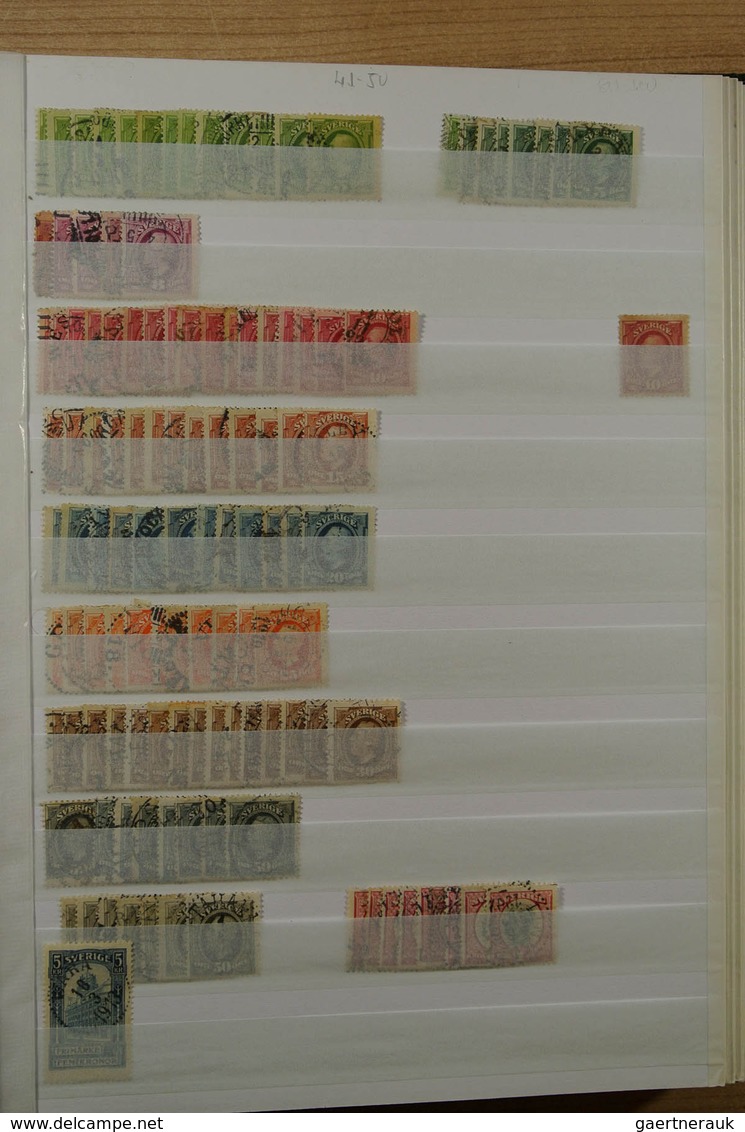 27975 Schweden: 1855-2001. Very extensive, MNH, mint hinged and used stock Sweden 1855-2001 in 4 stockbook