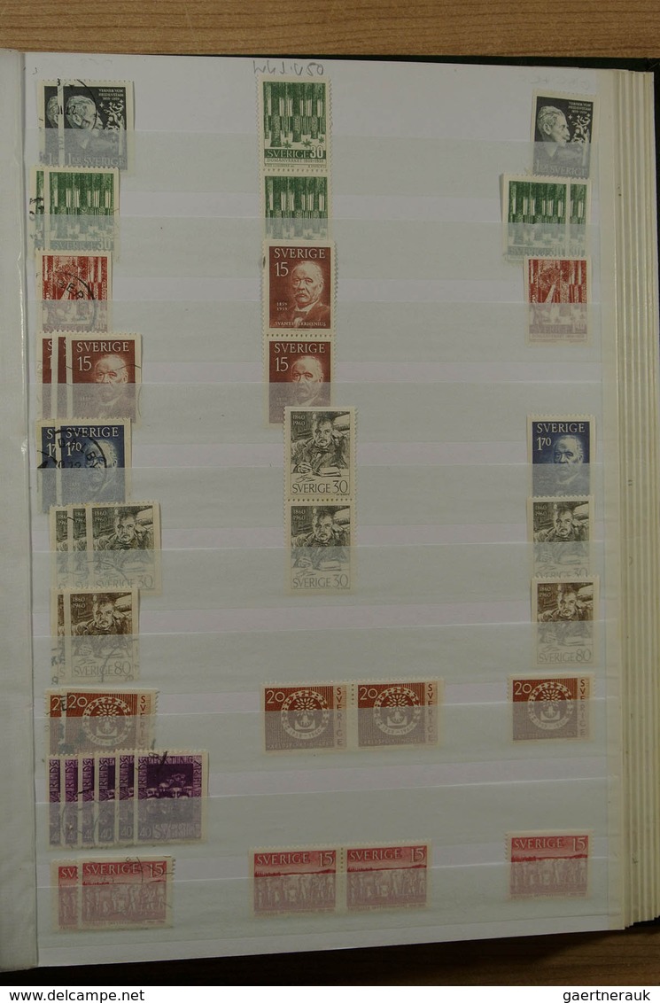 27975 Schweden: 1855-2001. Very extensive, MNH, mint hinged and used stock Sweden 1855-2001 in 4 stockbook