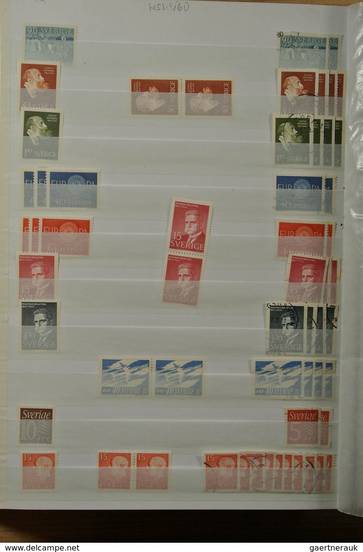 27975 Schweden: 1855-2001. Very extensive, MNH, mint hinged and used stock Sweden 1855-2001 in 4 stockbook