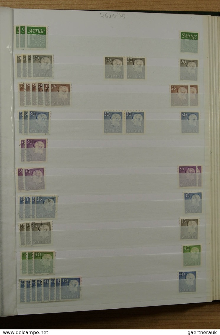 27975 Schweden: 1855-2001. Very extensive, MNH, mint hinged and used stock Sweden 1855-2001 in 4 stockbook