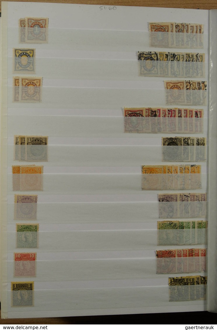 27975 Schweden: 1855-2001. Very extensive, MNH, mint hinged and used stock Sweden 1855-2001 in 4 stockbook