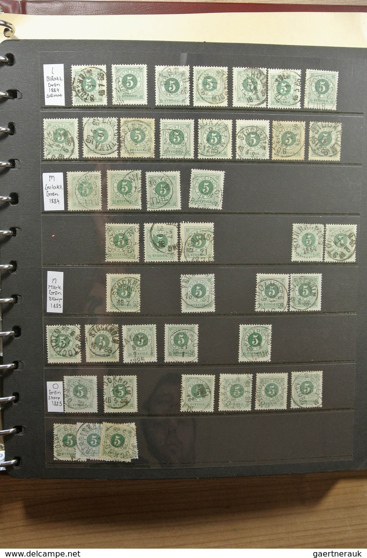 27983 Schweden: 1872-1878. Nice lot numeral stamps of Sweden 1872-1878, specialised on perfs and colors wi