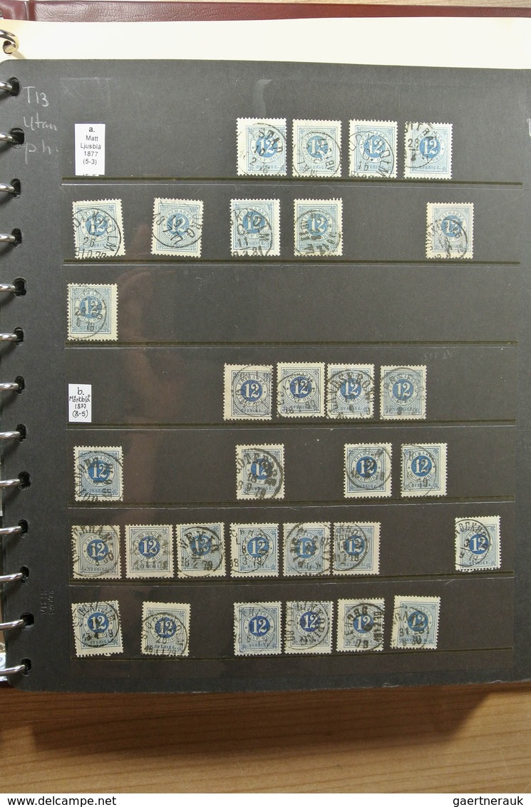 27983 Schweden: 1872-1878. Nice lot numeral stamps of Sweden 1872-1878, specialised on perfs and colors wi