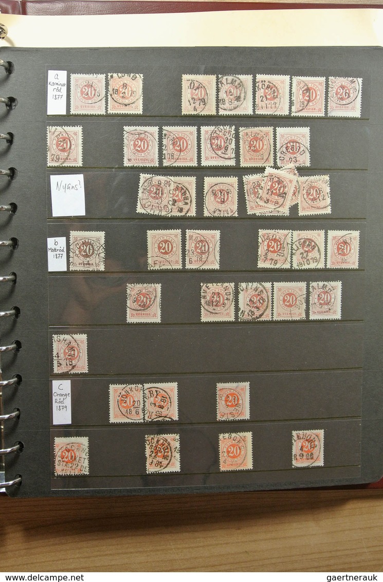 27983 Schweden: 1872-1878. Nice lot numeral stamps of Sweden 1872-1878, specialised on perfs and colors wi