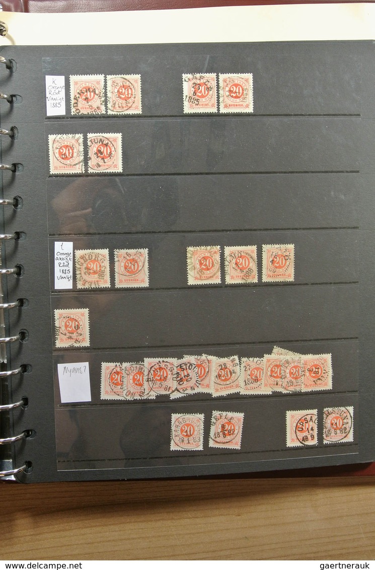 27983 Schweden: 1872-1878. Nice lot numeral stamps of Sweden 1872-1878, specialised on perfs and colors wi