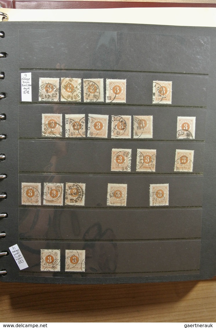 27983 Schweden: 1872-1878. Nice lot numeral stamps of Sweden 1872-1878, specialised on perfs and colors wi