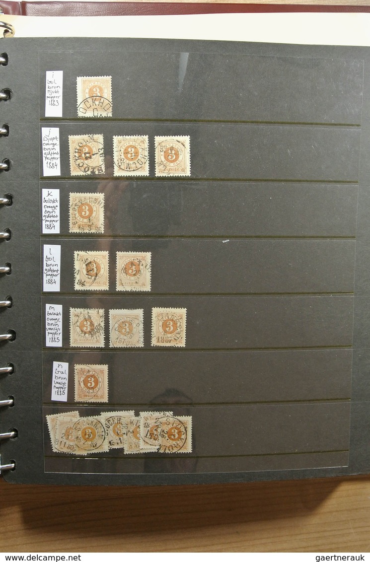 27983 Schweden: 1872-1878. Nice lot numeral stamps of Sweden 1872-1878, specialised on perfs and colors wi