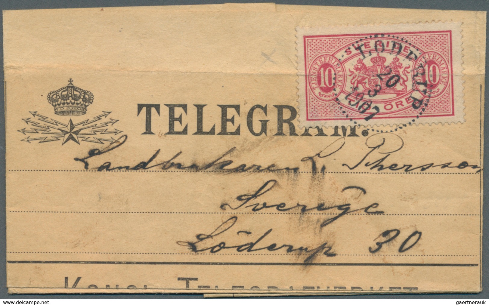 27986 Schweden: 1892/1961, Partie Mit Neun Frankierten Telegramm-Umschlägen, Gratulations-Telegramme (Brie - Neufs