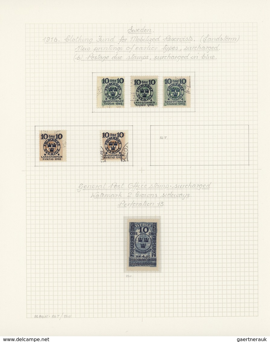 27987 Schweden: 1916/1918, Landstorm Issues, Mainly Used Assortment Of Apprx. 140 Stamps Of All Three Issu - Neufs