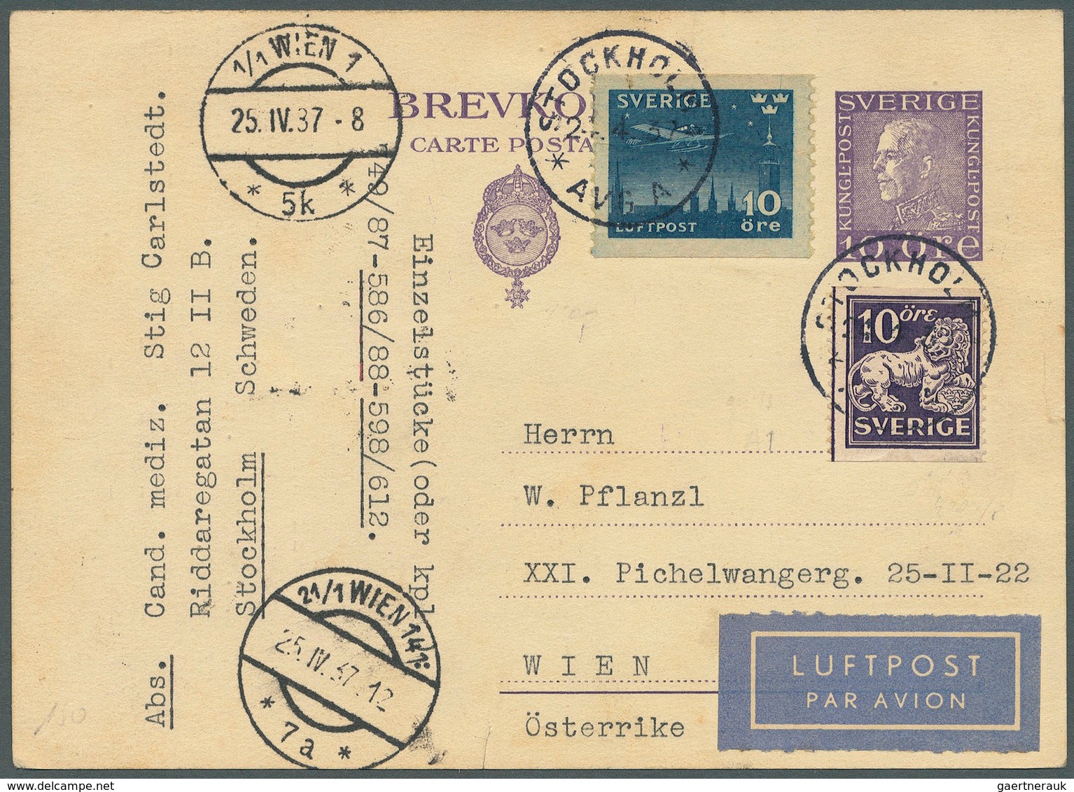 27990 Schweden: 1934/1961, Vielseitige Partie Von Ca. 55 Luftpostbelegen Mit Bedarfspost Und Philatelistis - Neufs