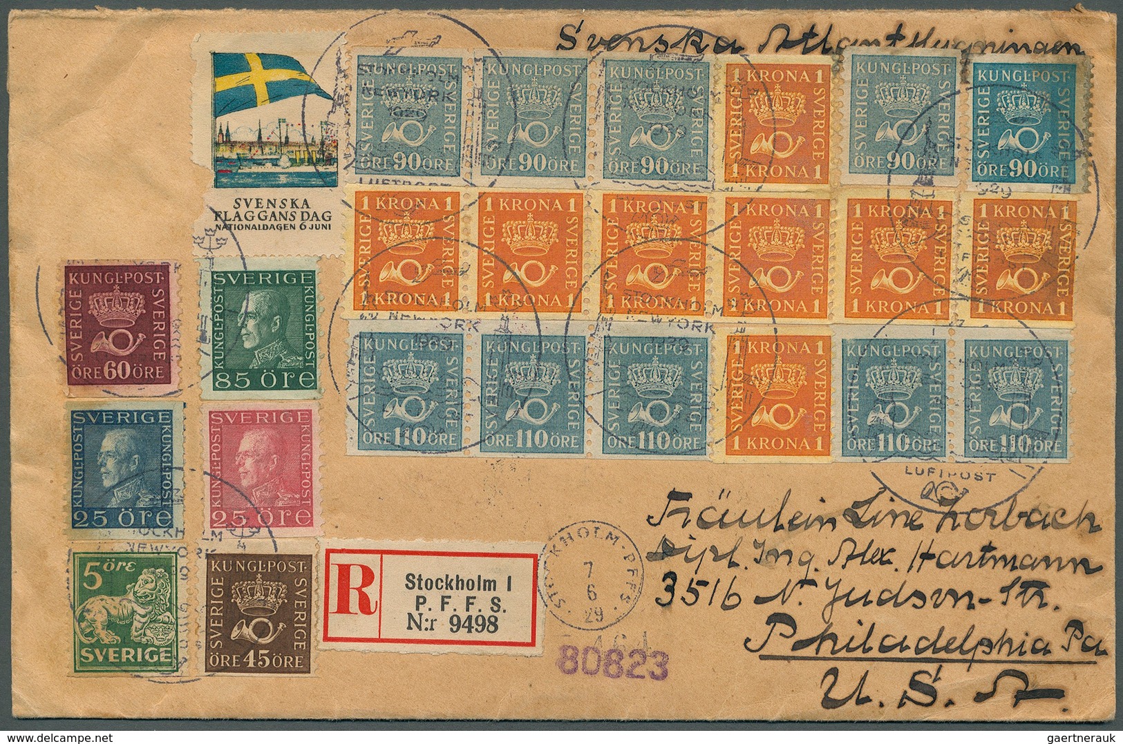 27990 Schweden: 1934/1961, vielseitige Partie von ca. 55 Luftpostbelegen mit Bedarfspost und philatelistis