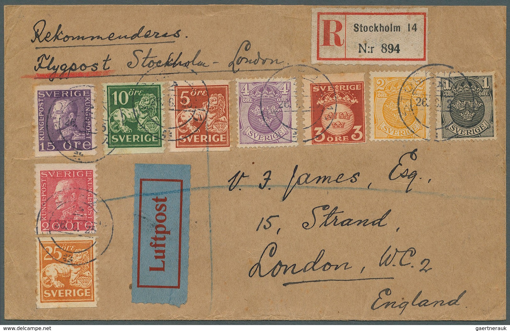 27990 Schweden: 1934/1961, vielseitige Partie von ca. 55 Luftpostbelegen mit Bedarfspost und philatelistis