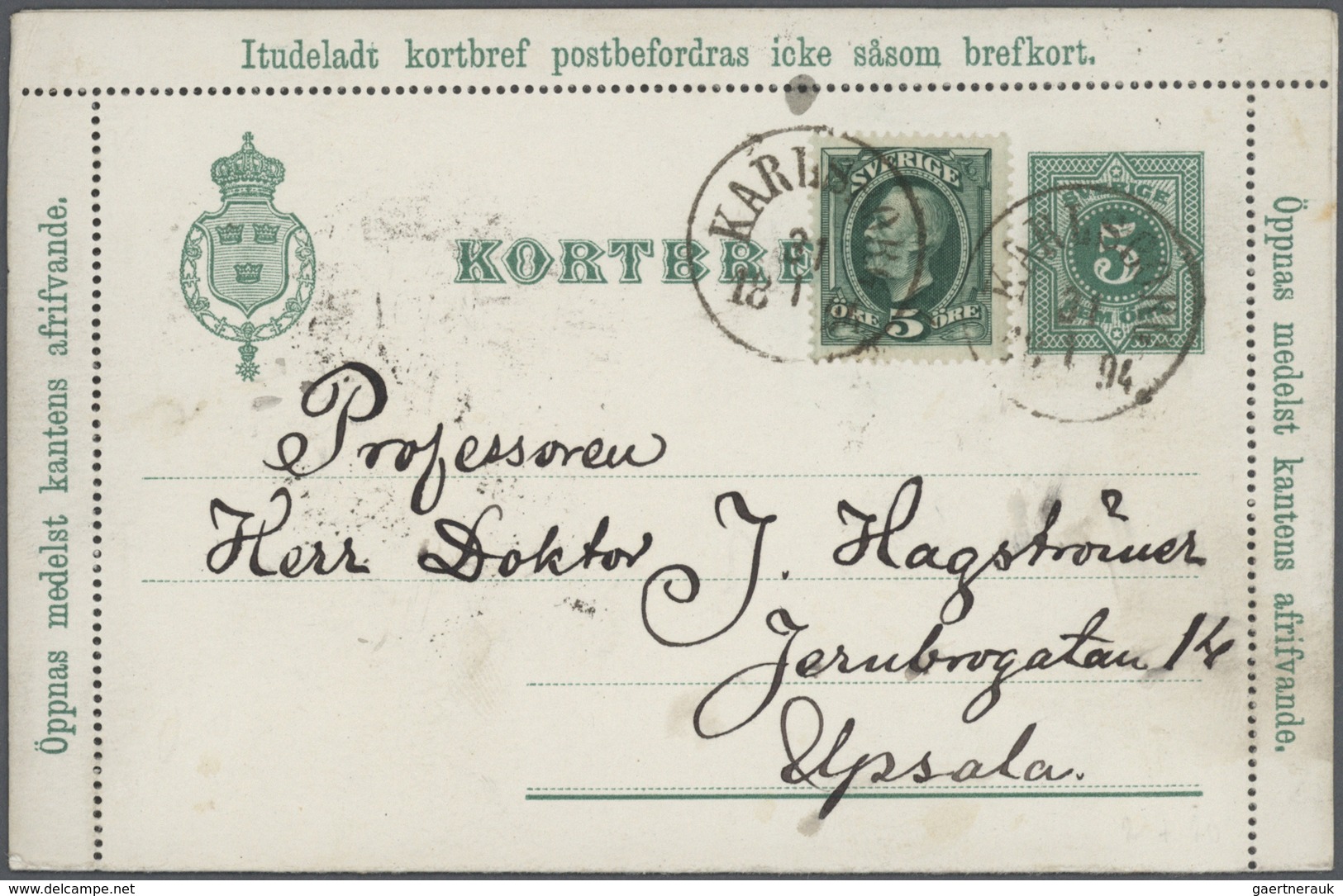 28002 Schweden - Ganzsachen: 1879/1930 (ca.), Very Fine Collection Of Ca. 50 Old Postal Stationeries Inclu - Entiers Postaux