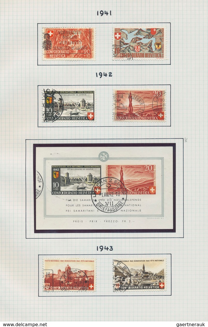 28021 Schweiz: 1850/1980, Meist Gestempelte Und Teils Auch Ungebrauchte Sammlung Auf Albenblättern, Gut Be - Neufs