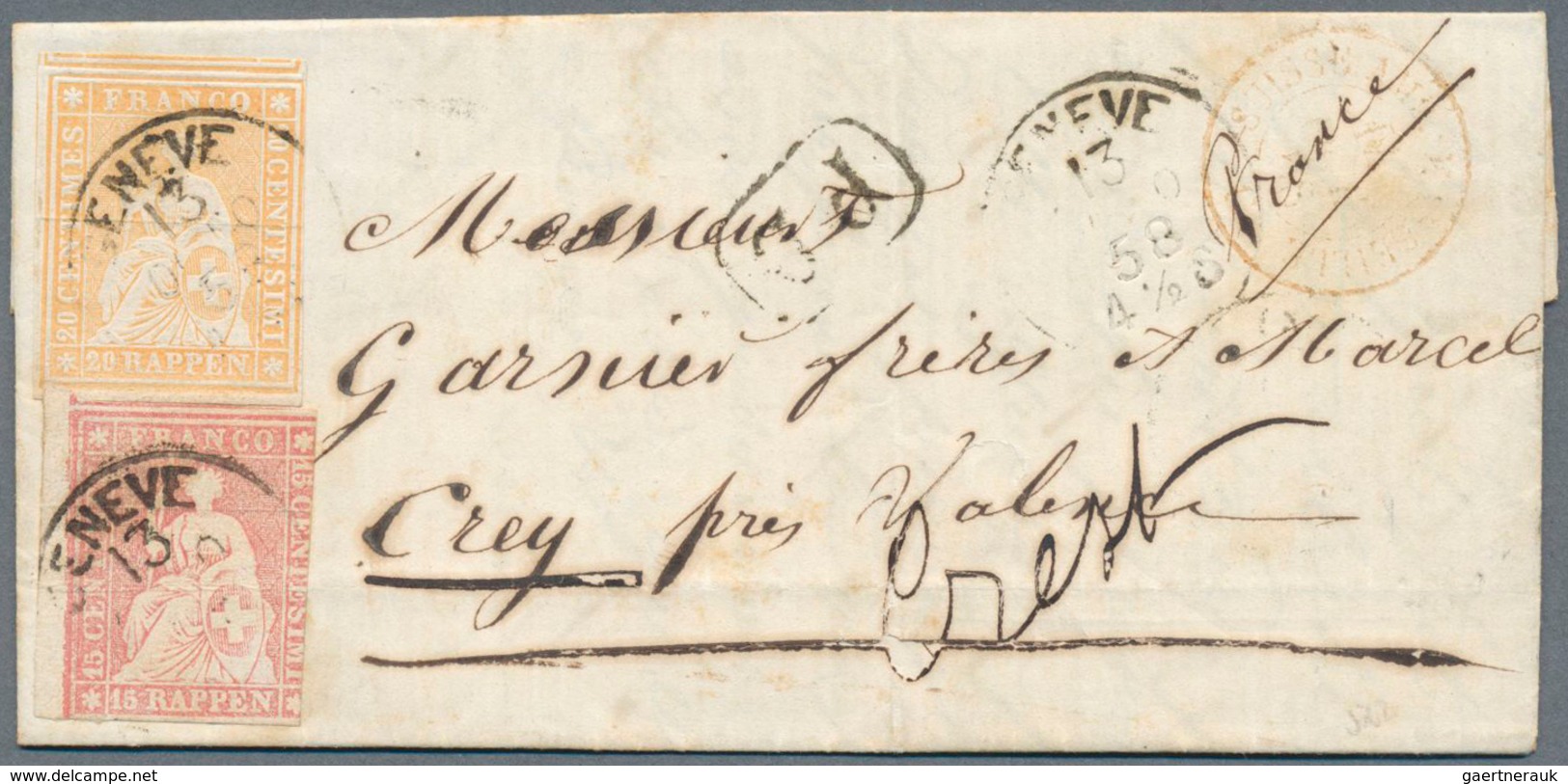 28039 Schweiz: 1855/1862 (ca.), Strubel, Reichhaltige Sammlung Mit Rund 90 Marken Und 60 Belegen, Dabei U. - Neufs