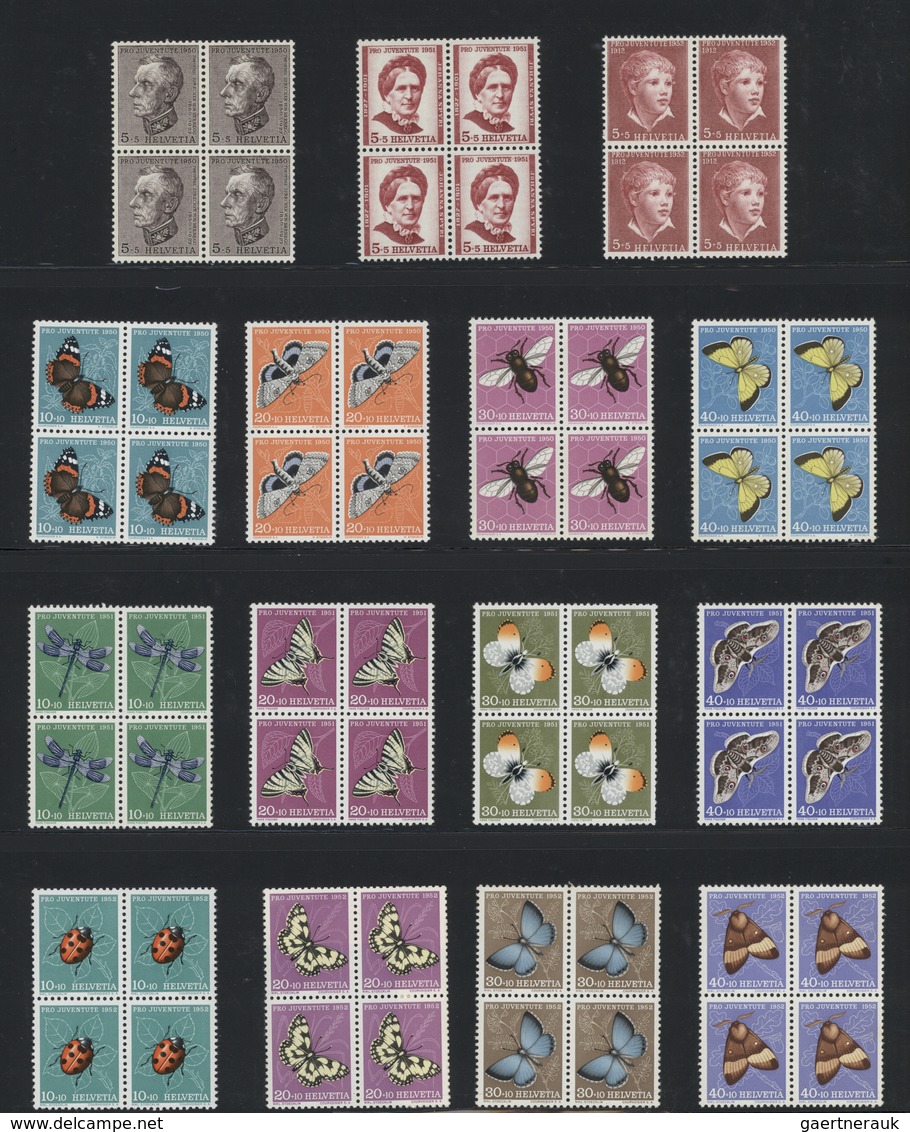 28047 Schweiz: 1870/1990 (ca.), VIERERBLOCKS, Reichhaltiger Sammlungsbestand Von Ca. 1.360 Vierer-Blocks, - Neufs