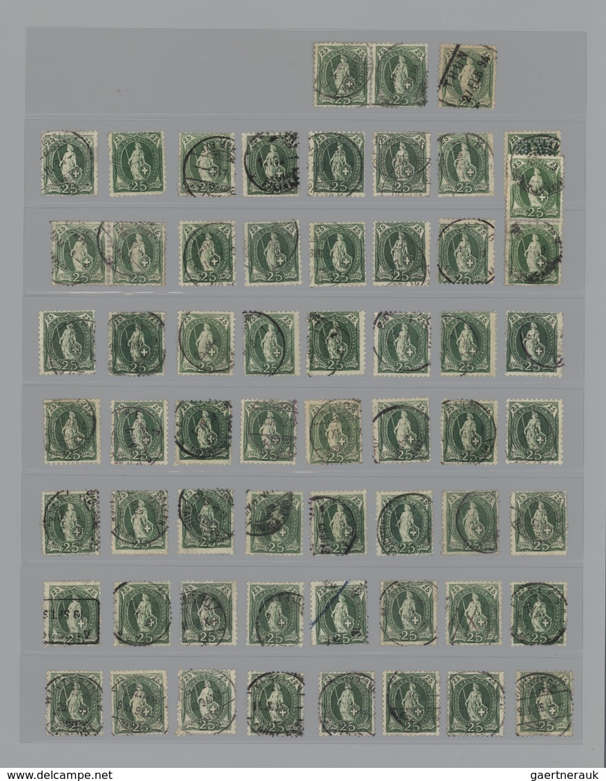 28052 Schweiz: 1882/1908, Gestempelter Sammlungsbestand Von Ca. 730 Marken "Stehende Helvetia", Alles In G - Neufs