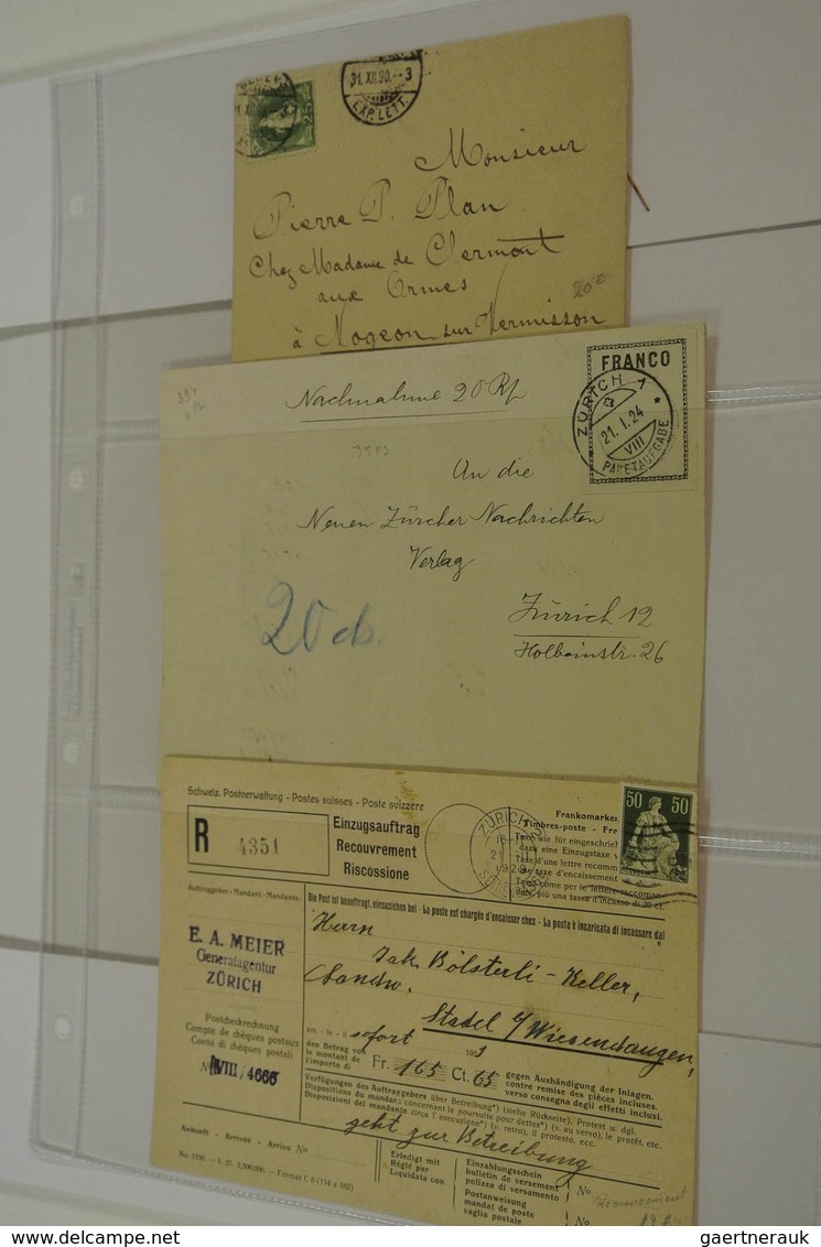 28053 Schweiz: 1890/1929: Kleine Sammlung Im Ordner Von 15 Briefen Und Karten Mit Besseren Einzelfrankatur - Neufs