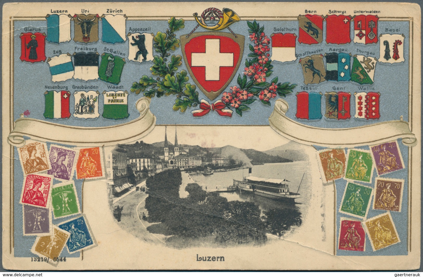 28061 Schweiz: 1900 Ca.: Fünf Verschiedene Ansichtskarten Mit Abbildungen Alter, Schweiz. Briefmarken Sowi - Neufs