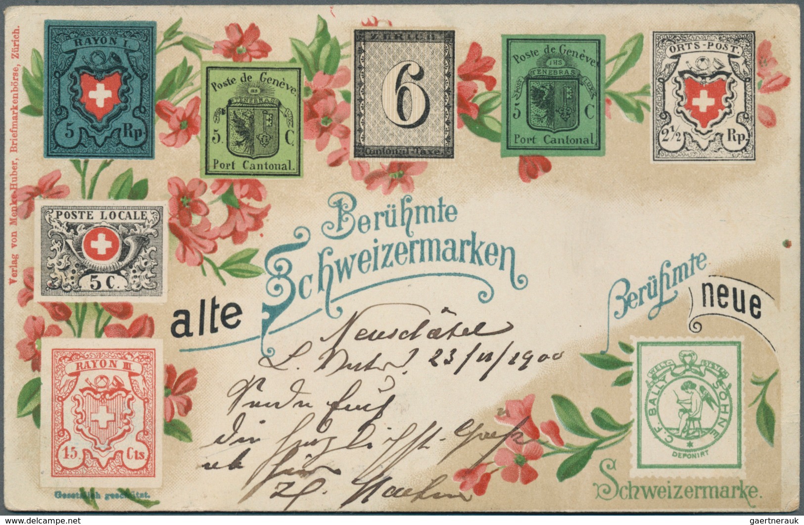 28061 Schweiz: 1900 Ca.: Fünf Verschiedene Ansichtskarten Mit Abbildungen Alter, Schweiz. Briefmarken Sowi - Neufs