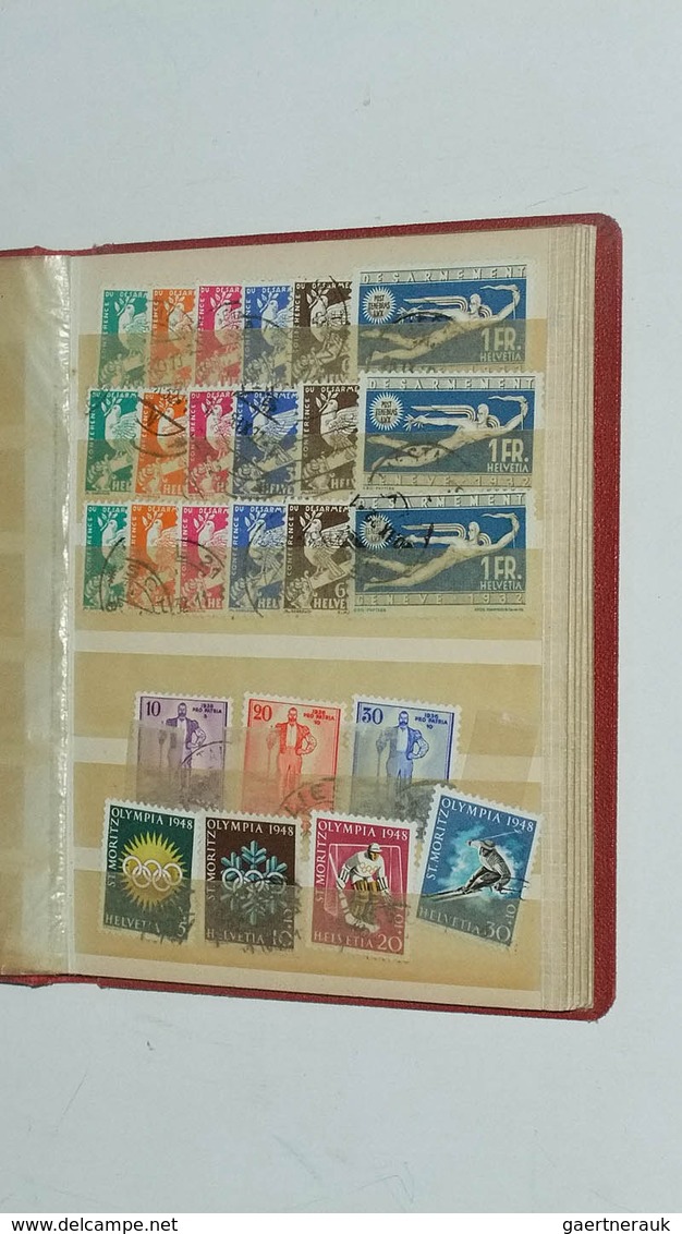 28063 Schweiz: ca. 1907-1963. Box with various material of Switzerland in albums, stockbooks, glassines, c