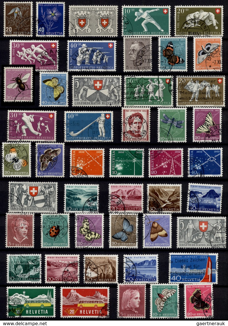 28065 Schweiz: 1907/1990, Reichhaltiger Und Vielseitiger, Meist Gestempelter Sammlungsbestand In Sieben Al - Neufs