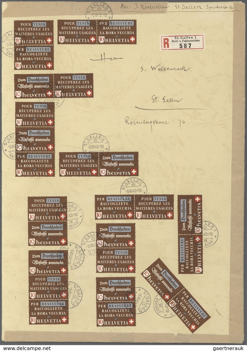 28067 Schweiz: 1907-1960 Ca.: Mehrere Hundert Belege Aller Art In Sieben Alben Und Zwei Schachteln, Dabei - Neufs