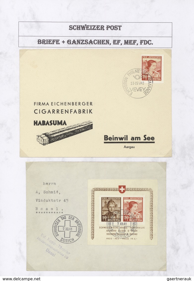 28068 Schweiz: 1907-1947: Saubere Kollektion Von Etlichen Hundert Briefen, Karten, Ganzsachen, FDCs Etc. I - Neufs