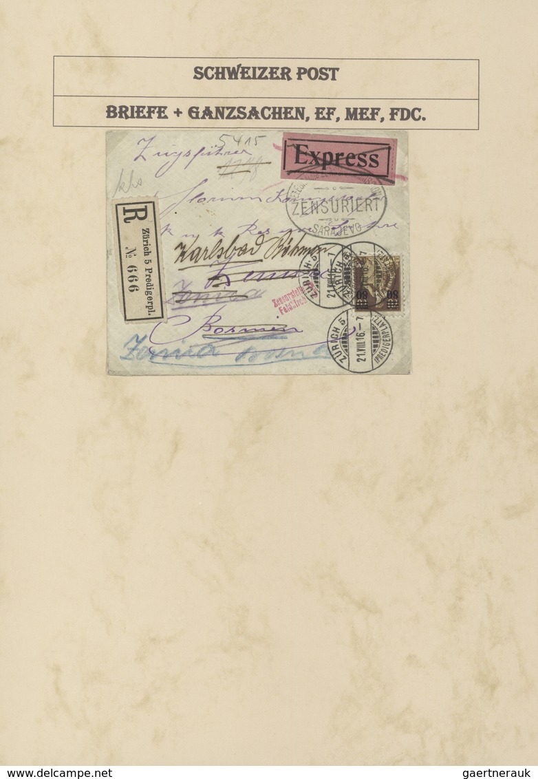 28068 Schweiz: 1907-1947: Saubere Kollektion von etlichen hundert Briefen, Karten, Ganzsachen, FDCs etc. i