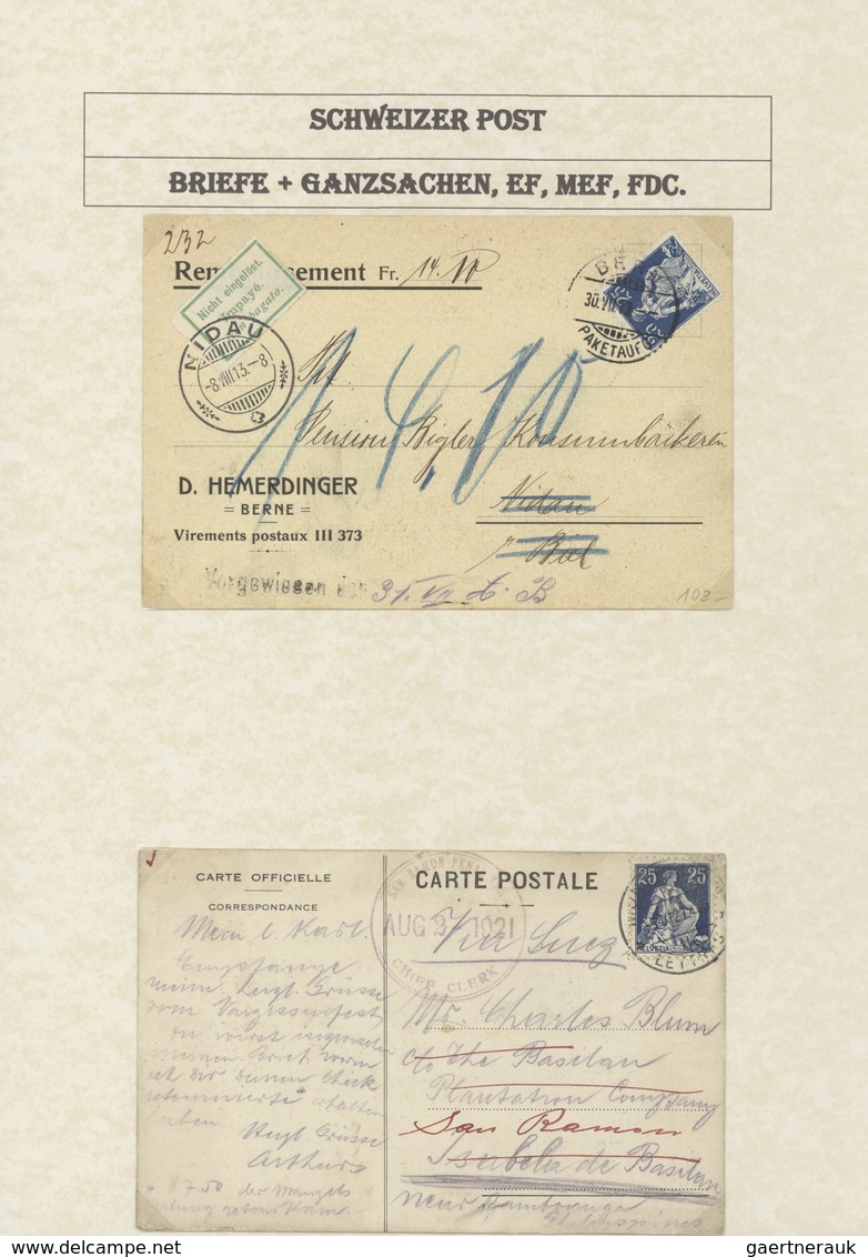 28068 Schweiz: 1907-1947: Saubere Kollektion von etlichen hundert Briefen, Karten, Ganzsachen, FDCs etc. i