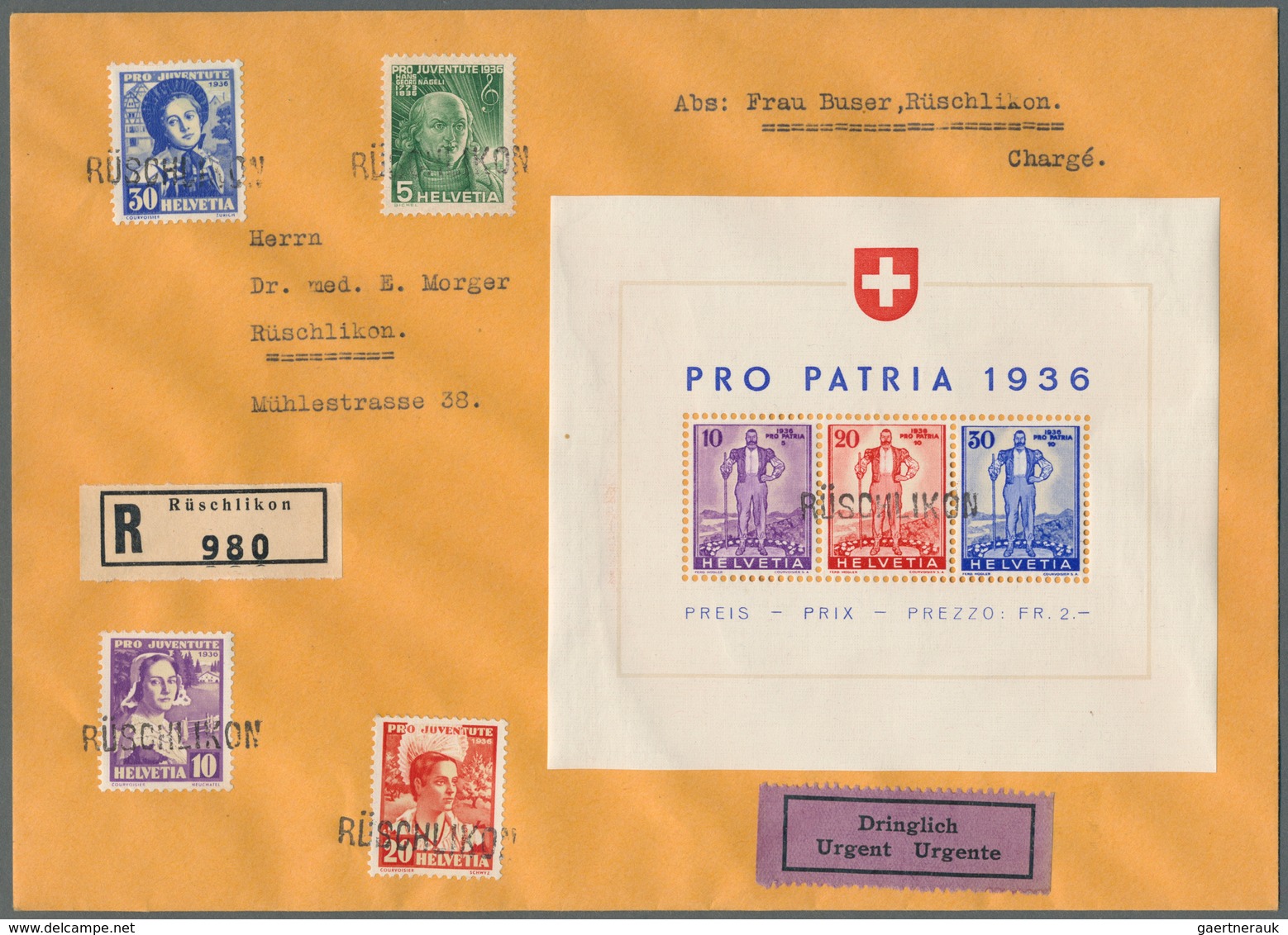 28089 Schweiz: 1934/1984, Saubere Sammlung Von 29 Belegen, Dabei BLOCKS 1/24 Komplett, U.a. Bl. 1 Auf R-Br - Neufs