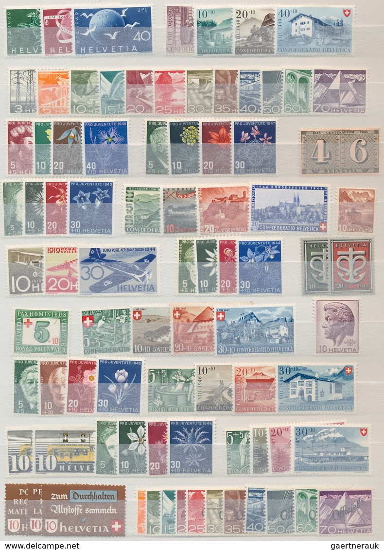 28090 Schweiz: 1935/1963, sauber sortierter Bestand im Steckbuch mit augenscheinlich nur kompletten Ausgab