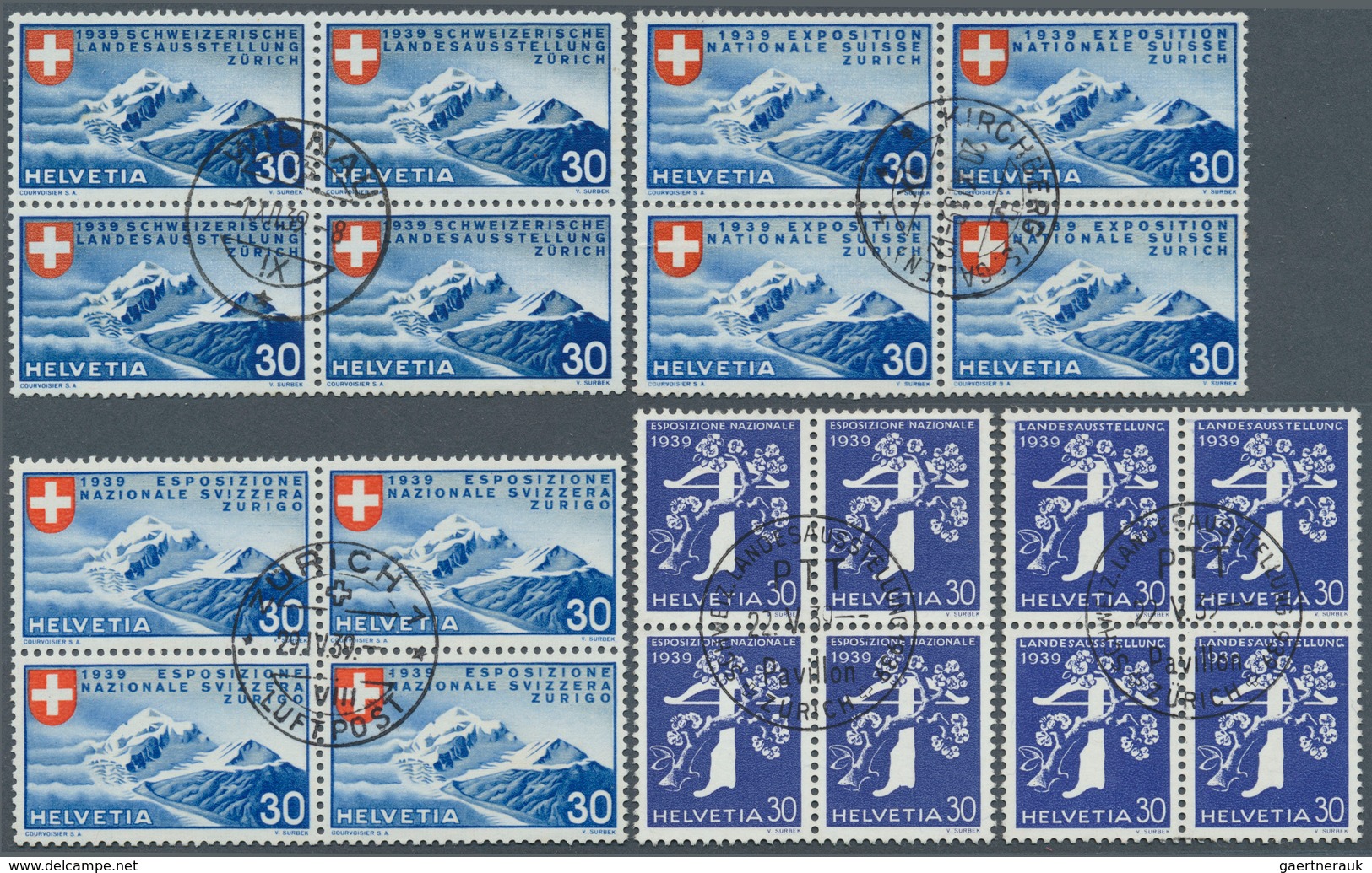 28092 Schweiz: 1937/1948, Sammlung Auf Blättern, Hauptwert Bei Den Zentrisch Gestempelten 4er-Blocks, Mit - Neufs