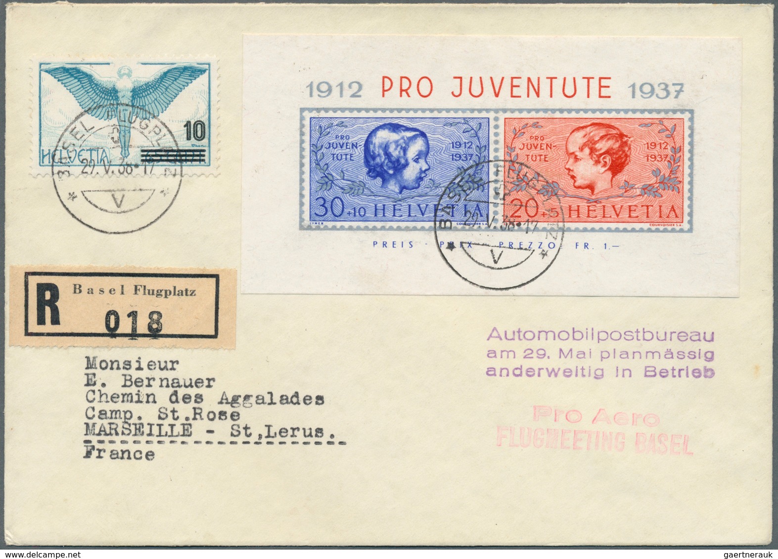 28095 Schweiz: 1938/1962, Lot Von 15 Briefen, Dabei Zwei R-Briefe Je Mit Pro Juventute-Block 1937, Pro Pat - Neufs