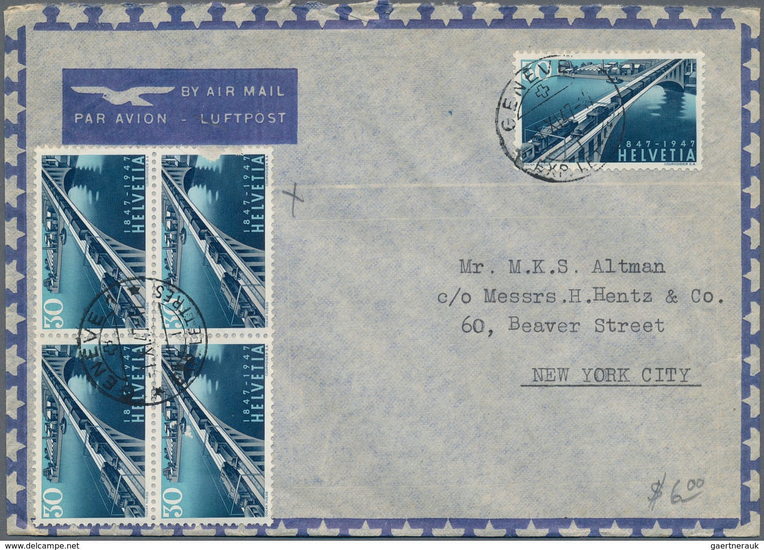 28102 Schweiz: 1940/60(ca.), Sehr Schöner Posten Von Ca. 200 LuPo-Briefen Aus Einer Schweiz-USA Korrespond - Neufs