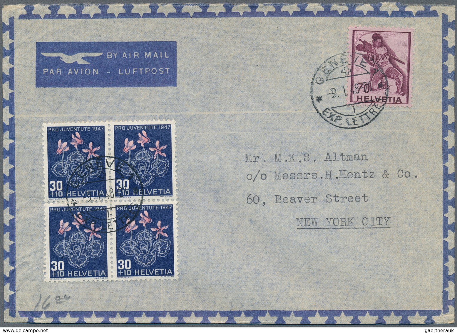 28102 Schweiz: 1940/60(ca.), Sehr schöner Posten von ca. 200 LuPo-Briefen aus einer Schweiz-USA Korrespond