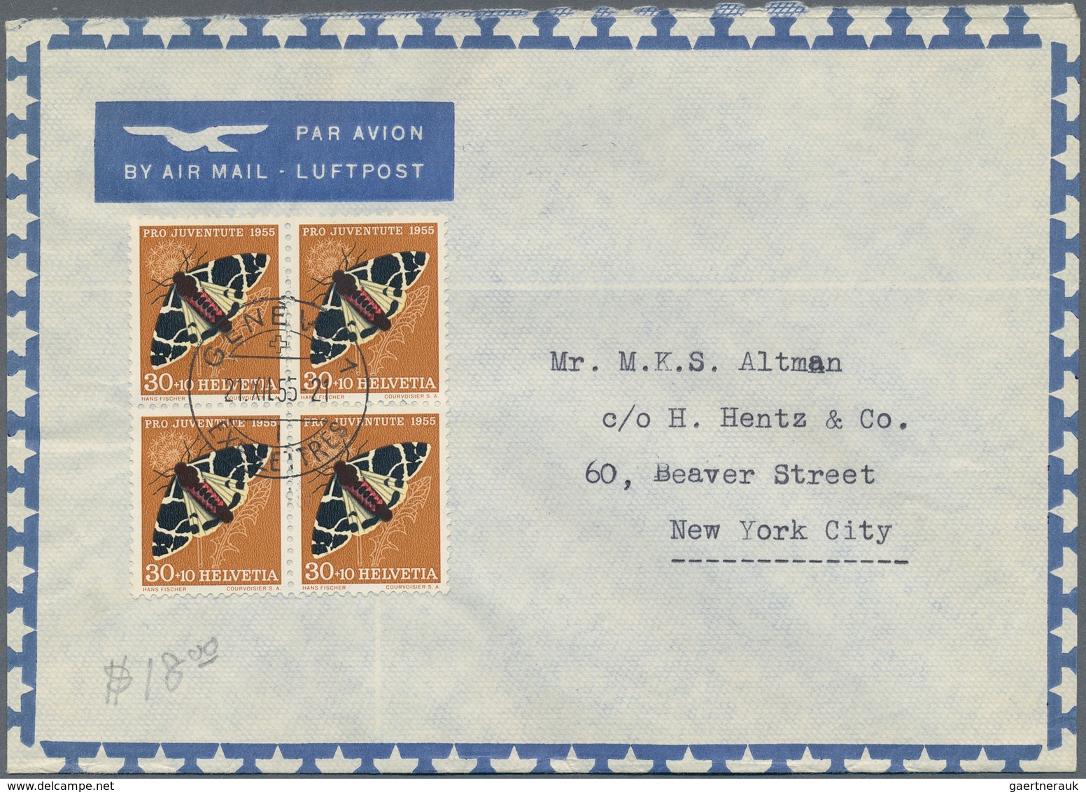 28103 Schweiz: 1940/60(ca.), Sehr schöner Posten von ca. 125 LuPo-Briefen aus einer Schweiz-USA Korrespond