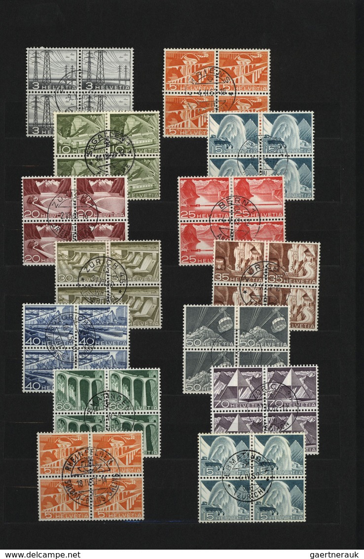 28111 Schweiz: 1949/1984, Sauber Gestempelter Sammlungbestand Von Ca. 250 Viererblocks Mit Zentrumsstempel - Neufs